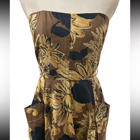 Anthropologie Plenty by Tracy Reese Floral Strapless Dress in Brown and Black - Picture 3 of 7